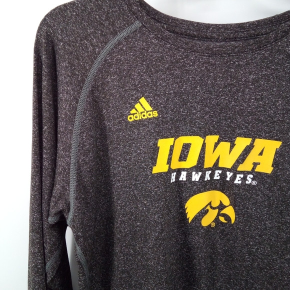 adidas Iowa Hawkeyes Dark Gray Burnout Workout Long Sleeve Top Climalite L 14 16 - Picture 8 of 8